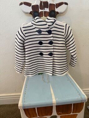 First impressions stripy cardigan with hood